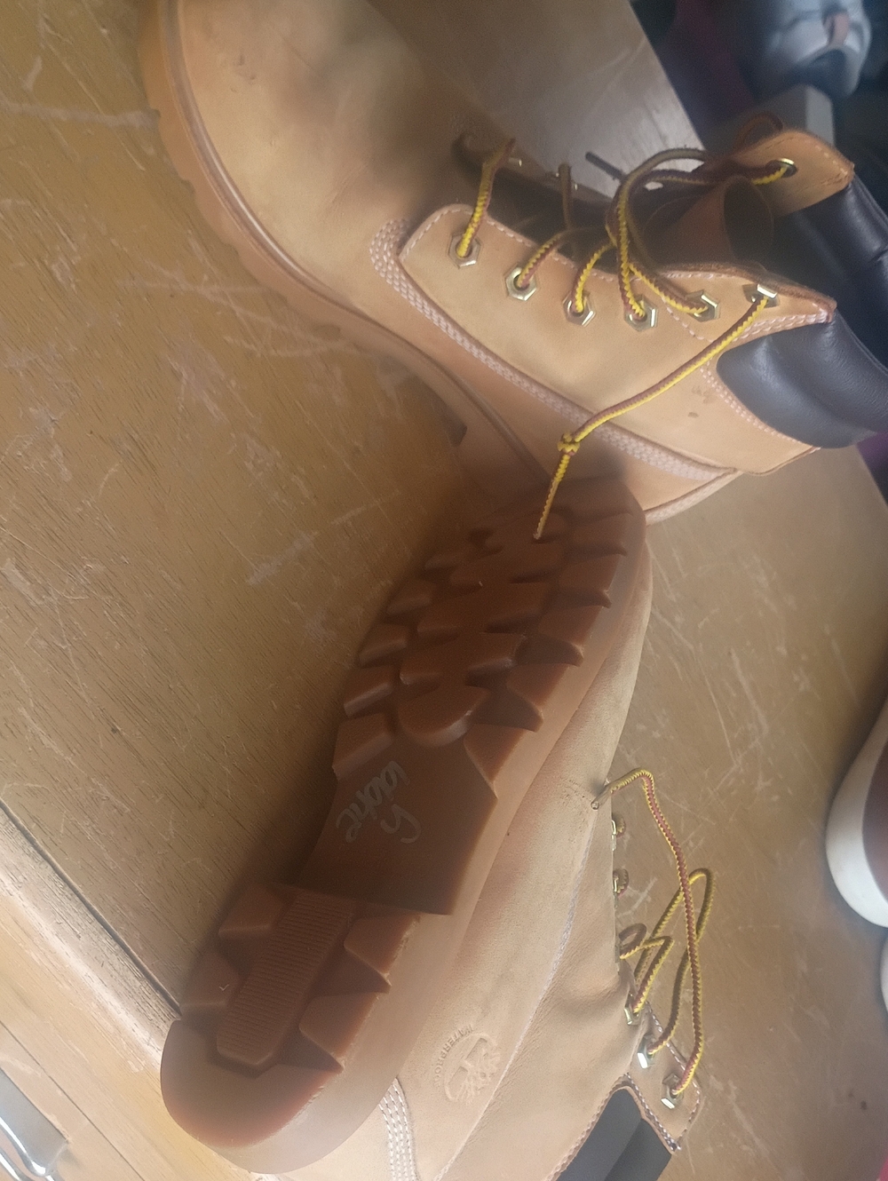 Timberland Waterproof Lace-Up Work Boots with Yellow Laces